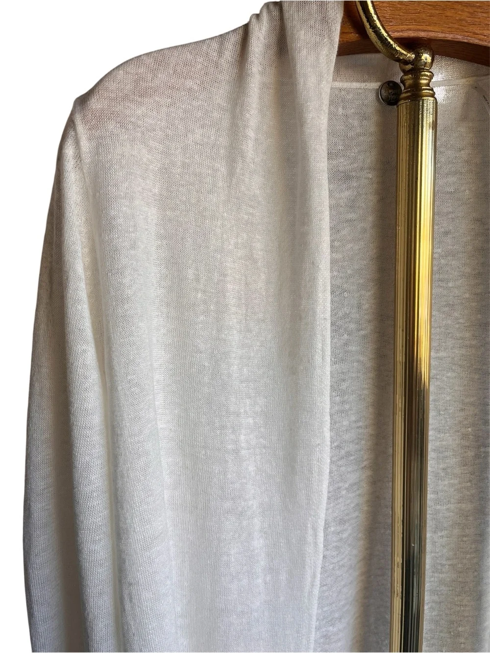 Margaret O'Leary White Open-Front Long Line 100% Linen Cardigan Small